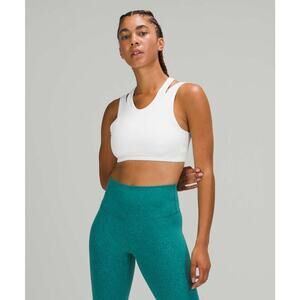 Lululemon Women's White High Neck Y-Back Medium Support Train Sports Bra Size 6